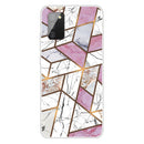 For Samsung Galaxy A02s (US Version) Marble Shockproof TPU Protective Case(Rhombus White Purple)