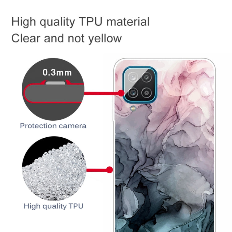 For Samsung Galaxy A12 Marble Shockproof TPU Protective Case(Abstract Light Pink)
