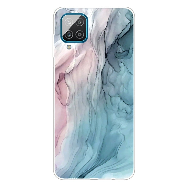 For Samsung Galaxy A12 Marble Shockproof TPU Protective Case(Abstract Gray)