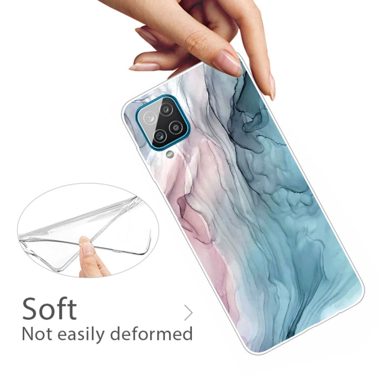 For Samsung Galaxy A12 Marble Shockproof TPU Protective Case(Abstract Gray)