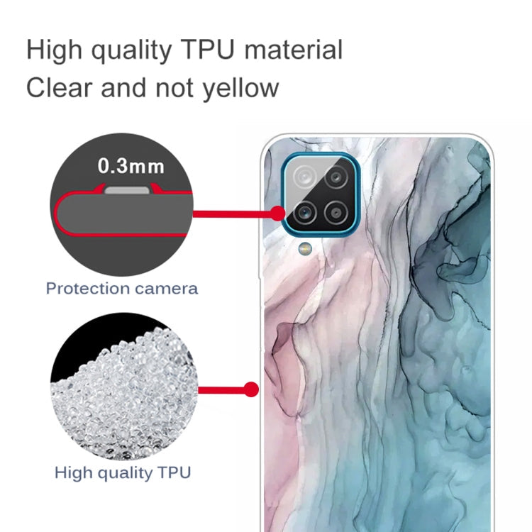 For Samsung Galaxy A12 Marble Shockproof TPU Protective Case(Abstract Gray)