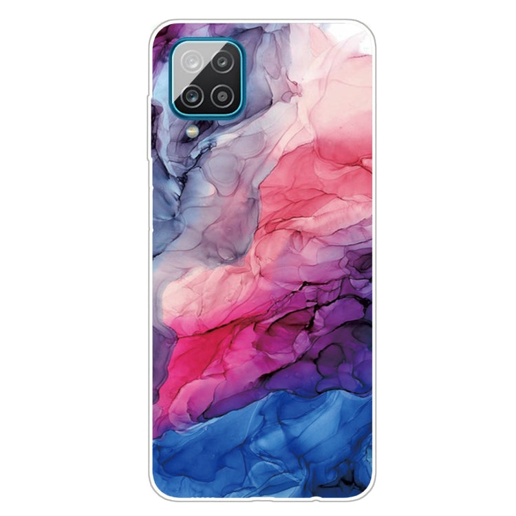 For Samsung Galaxy A12 Marble Shockproof TPU Protective Case(Abstract Red)