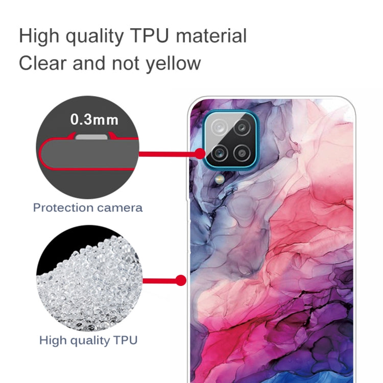 For Samsung Galaxy A12 Marble Shockproof TPU Protective Case(Abstract Red)