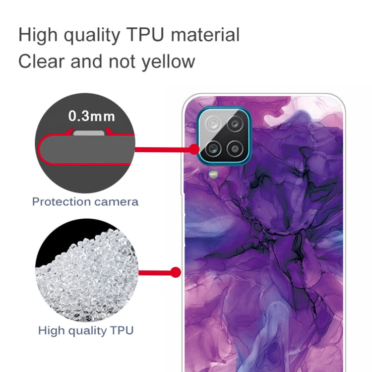 For Samsung Galaxy A12 Marble Shockproof TPU Protective Case(Abstract Purple)