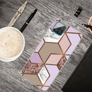 For Samsung Galaxy A12 Marble Shockproof TPU Protective Case(Rhombus Orange Purple)