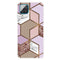 For Samsung Galaxy A12 Marble Shockproof TPU Protective Case(Rhombus Orange Purple)