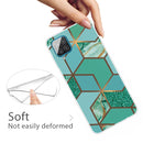 For Samsung Galaxy A12 Marble Shockproof TPU Protective Case(Rhombus Green)