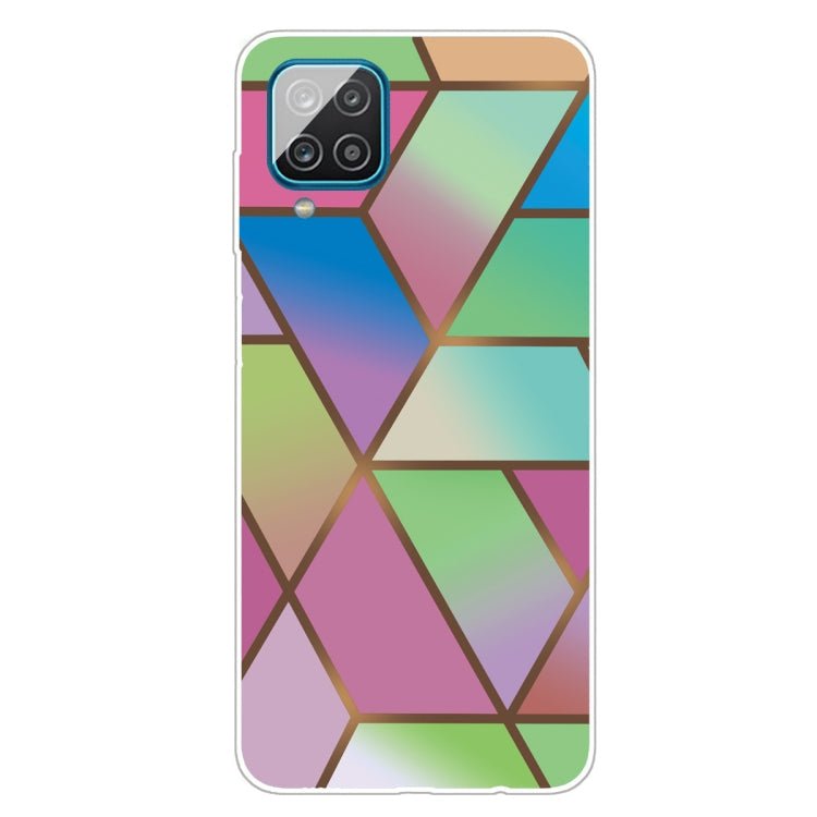 For Samsung Galaxy A12 Marble Shockproof TPU Protective Case(Rhombus Gradient)