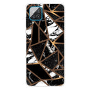 For Samsung Galaxy A12 Marble Shockproof TPU Protective Case(Rhombus Black)