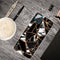 For Samsung Galaxy A12 Marble Shockproof TPU Protective Case(Rhombus Black)