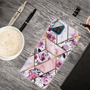 For Samsung Galaxy A12 Marble Shockproof TPU Protective Case(Rhombus Rose)