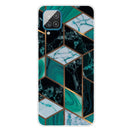 For Samsung Galaxy A12 Marble Shockproof TPU Protective Case(Rhombus Dark Green)