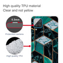 For Samsung Galaxy A12 Marble Shockproof TPU Protective Case(Rhombus Dark Green)