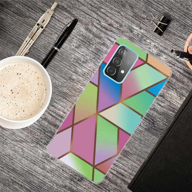 For Samsung Galaxy A32 5G Marble Shockproof TPU Protective Case(Rhombus Gradient)