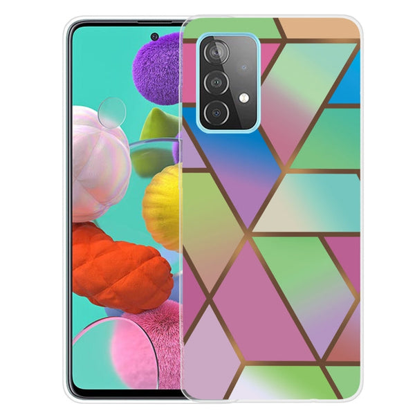 For Samsung Galaxy A32 5G Marble Shockproof TPU Protective Case(Rhombus Gradient)