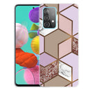 For Samsung Galaxy A52 5G / 4G Marble Shockproof TPU Protective Case(Rhombus Orange Purple)
