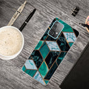 For Samsung Galaxy A52 5G / 4G Marble Shockproof TPU Protective Case(Rhombus Dark Green)