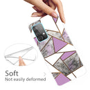 For Samsung Galaxy A52 5G / 4G Marble Shockproof TPU Protective Case(Rhombus Golden Yellow)