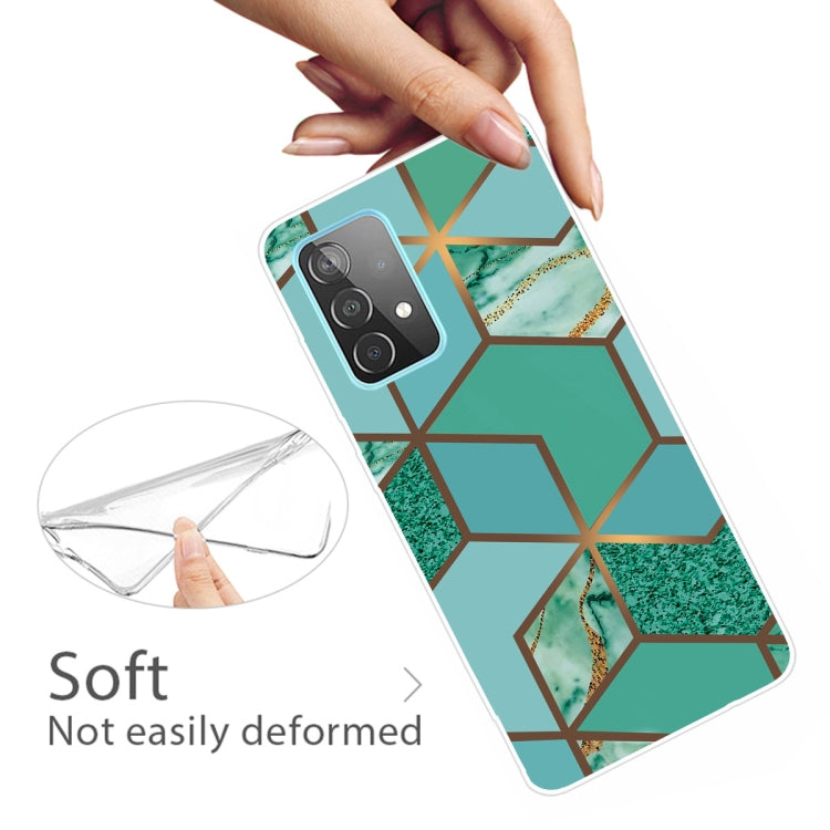 For Samsung Galaxy A72 5G / 4G Marble Shockproof TPU Protective Case(Rhombus Green)