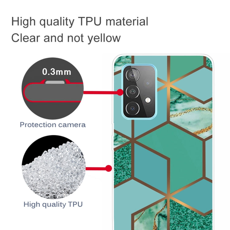 For Samsung Galaxy A72 5G / 4G Marble Shockproof TPU Protective Case(Rhombus Green)