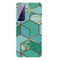 For Samsung Galaxy S21 5G Marble Shockproof TPU Protective Case(Rhombus Green)