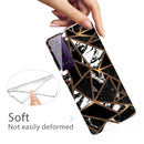 For Samsung Galaxy S21+ 5G Marble Shockproof TPU Protective Case(Rhombus Black)