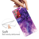For Samsung Galaxy S21 Ultra 5G Marble Shockproof TPU Protective Case(Abstract Purple)