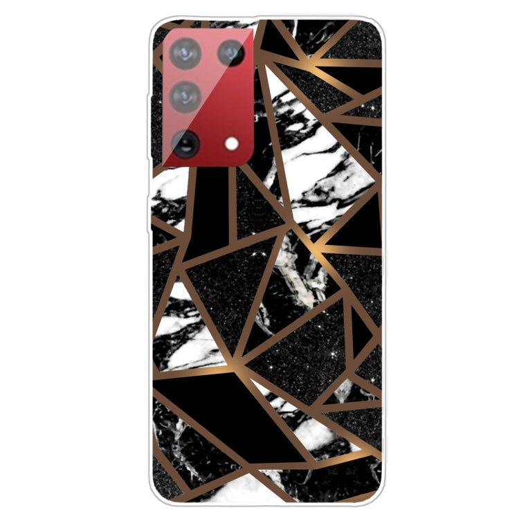 For Samsung Galaxy S21 Ultra 5G Marble Shockproof TPU Protective Case(Rhombus Black)