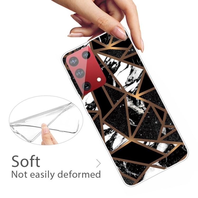 For Samsung Galaxy S21 Ultra 5G Marble Shockproof TPU Protective Case(Rhombus Black)