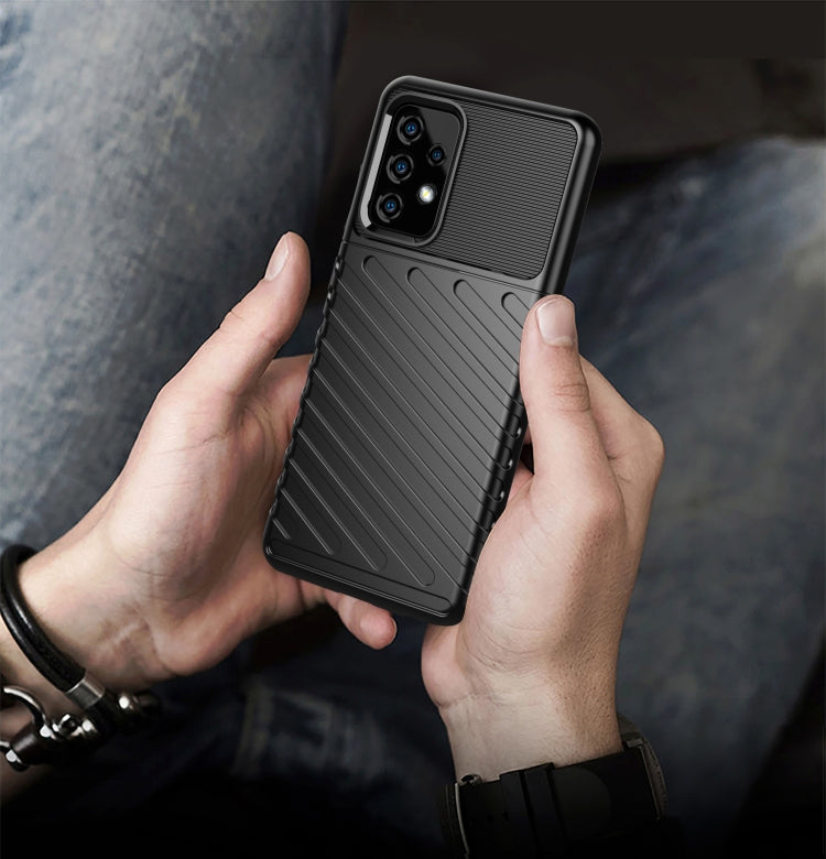 For Samsung Galaxy A52 5G / 4G Thunderbolt Shockproof TPU Protective Soft Case(Black)