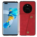 For Huawei Mate 40 Pro Double Buckle PU + TPU Shockproof Magnetic Protective Case with Card Slot & Holder(Red)