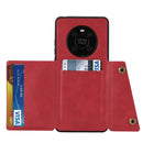 For Huawei Mate 40 Pro Double Buckle PU + TPU Shockproof Magnetic Protective Case with Card Slot & Holder(Red)