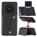 For Huawei Mate 40 Pro Double Buckle PU + TPU Shockproof Magnetic Protective Case with Card Slot & Holder(Black)