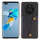 For Huawei Mate 40 Pro Double Buckle PU + TPU Shockproof Magnetic Protective Case with Card Slot & Holder(Black)