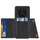 For Huawei Mate 40 Pro Double Buckle PU + TPU Shockproof Magnetic Protective Case with Card Slot & Holder(Black)