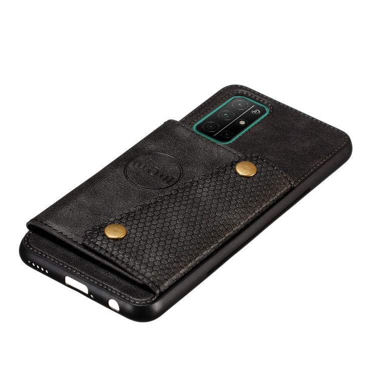 For Samsung Galaxy A52 5G / 4G Double Buckle PU + TPU Shockproof Magnetic Protective Case with Card Slot & Holder(Black)