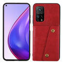For Xiaomi Mi 10T Pro 5G Double Buckle PU + TPU Shockproof Magnetic Protective Case with Card Slot & Holder(Red)