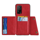 For Xiaomi Mi 10T Pro 5G Double Buckle PU + TPU Shockproof Magnetic Protective Case with Card Slot & Holder(Red)