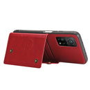 For Xiaomi Mi 10T Pro 5G Double Buckle PU + TPU Shockproof Magnetic Protective Case with Card Slot & Holder(Red)