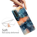 For Huawei P Smart 2021 Marble Pattern Shockproof TPU Protective Case(Abstract Blue)