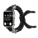 Skull Umbrella Cord Braided Watch Band For Apple Watch Series 7 45mm / 6 & SE & 5 & 4 44mm / 3 & 2 & 1 42mm(Black)