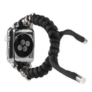 Skull Umbrella Cord Braided Watch Band For Apple Watch Series 7 45mm / 6 & SE & 5 & 4 44mm / 3 & 2 & 1 42mm(Black)