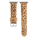 Horsehair Fluffy Leopard Print Leather Watch Band For Apple Watch Series 7 45mm / 6 & SE & 5 & 4 44mm / 3 & 2 & 1 42mm(5)