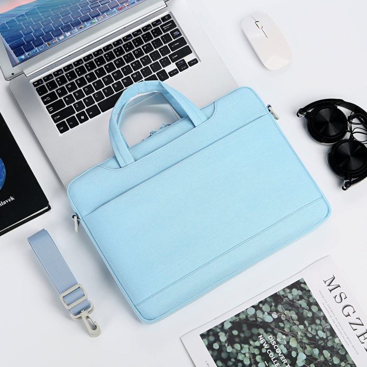 For 13.3-14 inch Laptop Multi-function Laptop Single Shoulder Bag Handbag(Light Blue)
