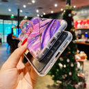 For Samsung Galaxy A41 Electroplated Marble Pattern TPU Protective Case with Ring Holder(Purple)