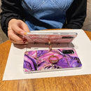 For Samsung Galaxy A41 Electroplated Marble Pattern TPU Protective Case with Ring Holder(Purple)