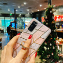 For Samsung Galaxy A41 Electroplated Marble Pattern TPU Protective Case with Ring Holder(Purple)