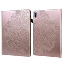 For Huawei MatePad 10.4 Peacock Embossed Pattern TPU + PU Horizontal Flip Leather Case with Holder & Card Slots & Wallet & Sleep / Wake-up Function(Rose Gold)
