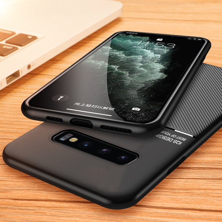 For Samsung Galaxy S10e Classic Tilt Strip Grain Magnetic Shockproof PC + TPU Case(Black)