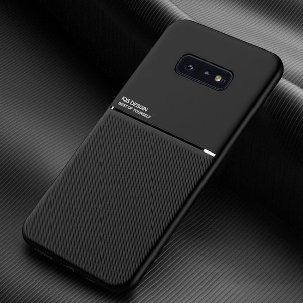 For Samsung Galaxy S10e Classic Tilt Strip Grain Magnetic Shockproof PC + TPU Case(Black)